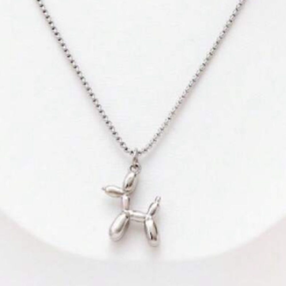 3for$20 NEW 1pc Simple Balloon Dog Pendant Necklace, Unisex SILVER  color
